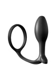 Anal Fantasy Collection Ass-Gasm Beginners Silicone Cock Ring with Butt Plug - Black