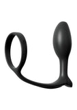 Anal Fantasy Collection Ass-Gasm Beginners Silicone Cock Ring with Butt Plug - Black