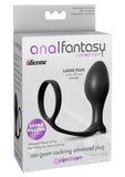 Anal Fantasy Collection Ass-Gasm Beginners Silicone Cock Ring with Butt Plug - Black