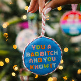 Bad Bitch Needlepoint Ornament