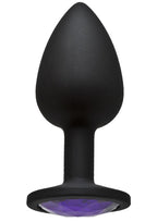Booty Bling Jeweled Silicone Anal Plug - Small - Purple