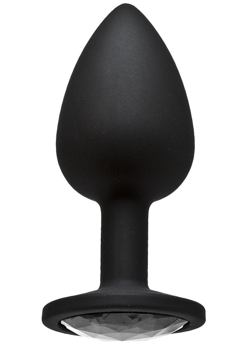 Booty Bling Jeweled Silicone Anal Plug - Small - Silver