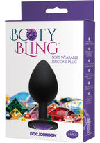 Booty Bling Jeweled Silicone Anal Plug - Large - Purple