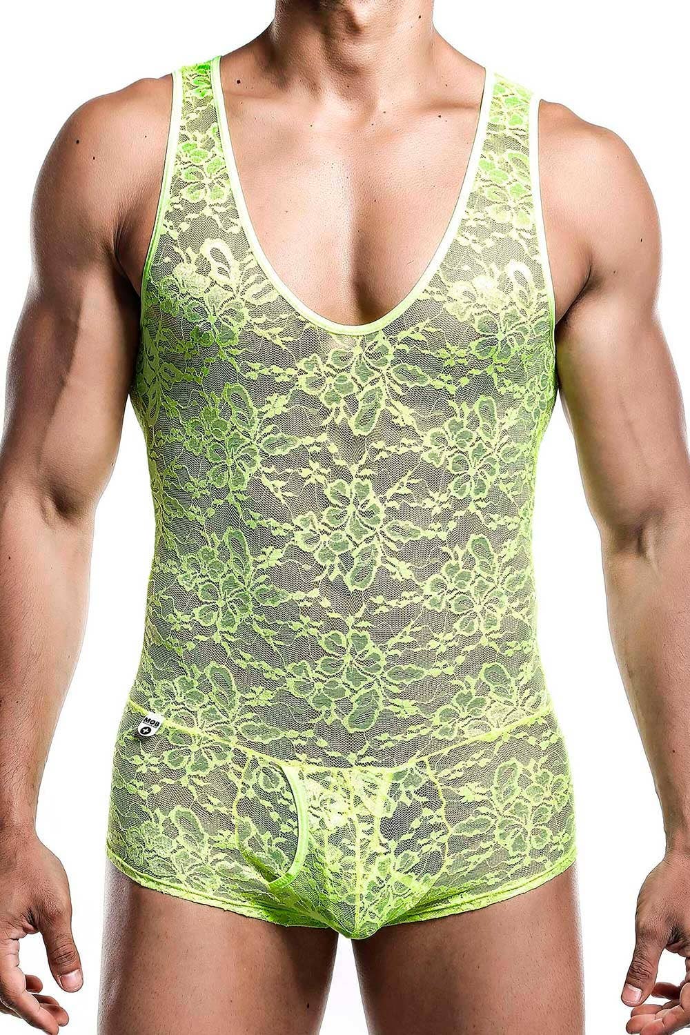 MOB Men's Lace Bodysuit - Lime
