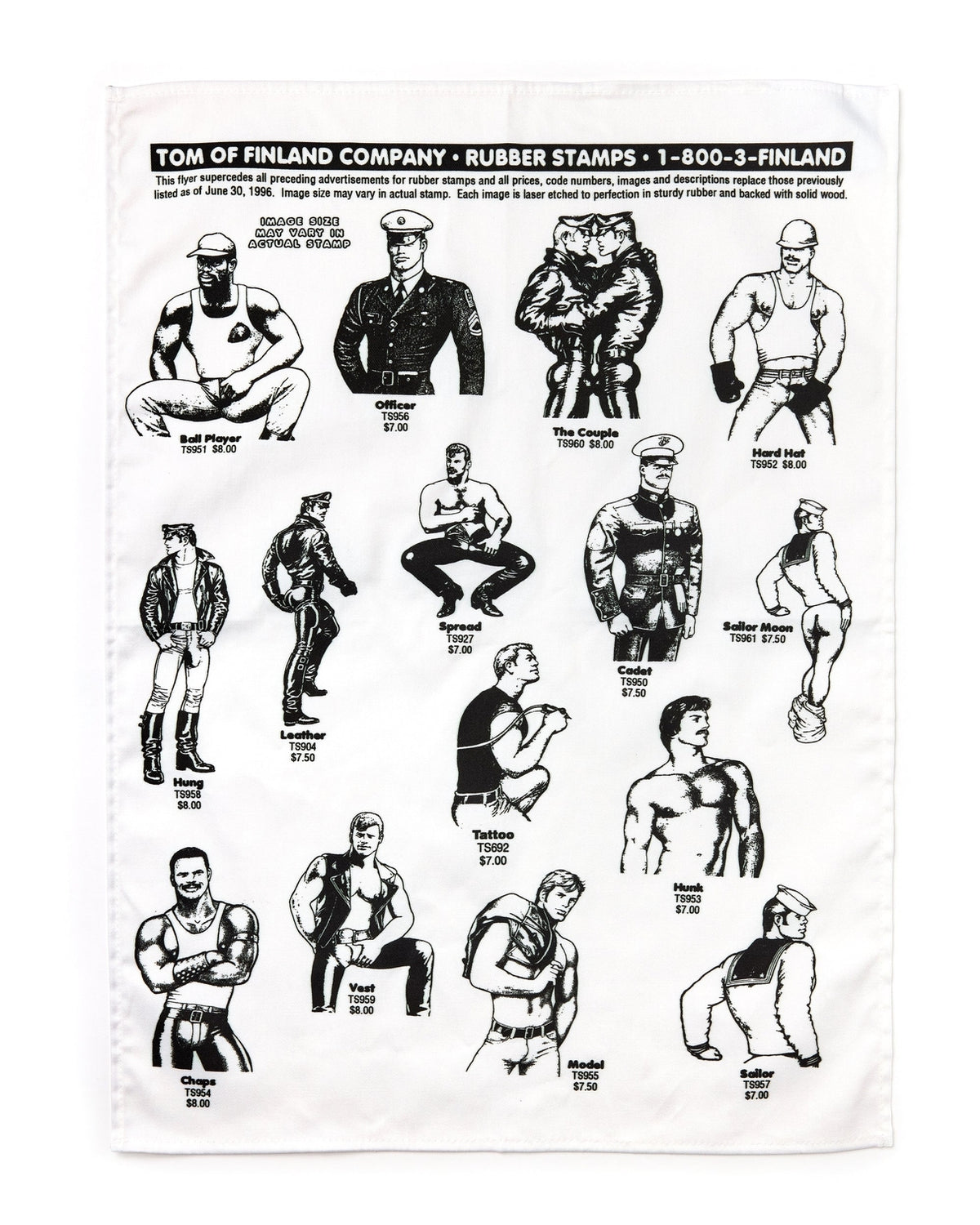 Tom of Finland Rubber Stamp Tea Towel
