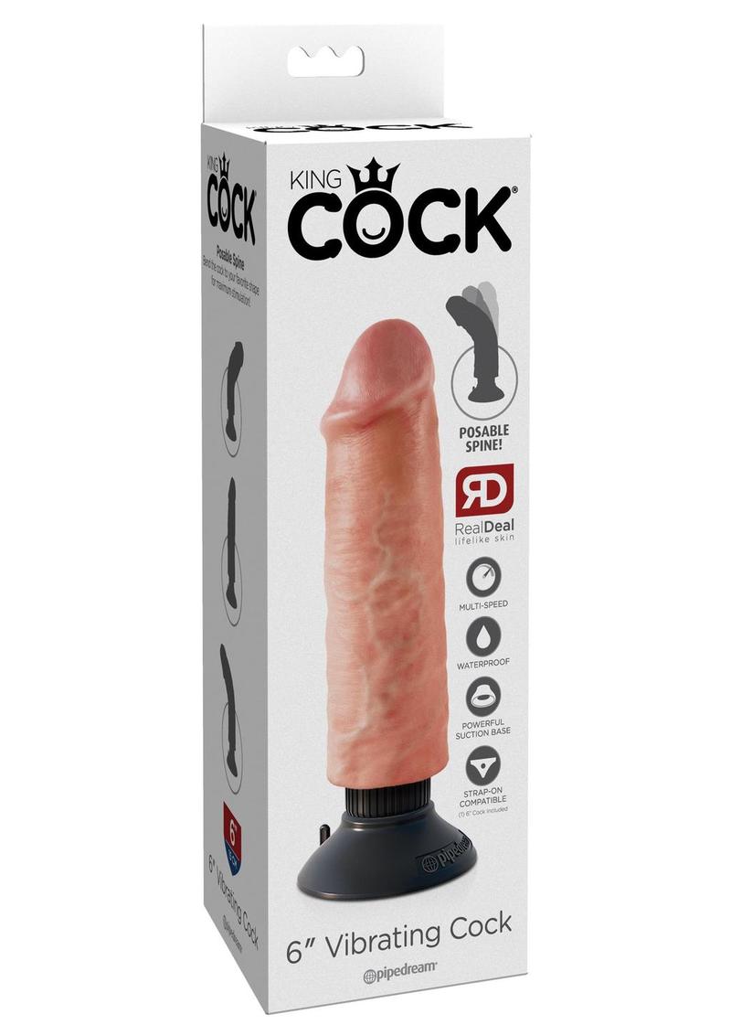 King Cock Vibrating Dildo 6in - Vanilla