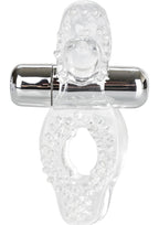 Couple's Enhancers Passion Enhancer Vibrating Cock Ring with Clitoral Stimulation - Clear