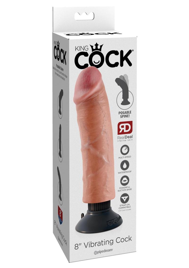 King Cock Vibrating Dildo 8in - Vanilla