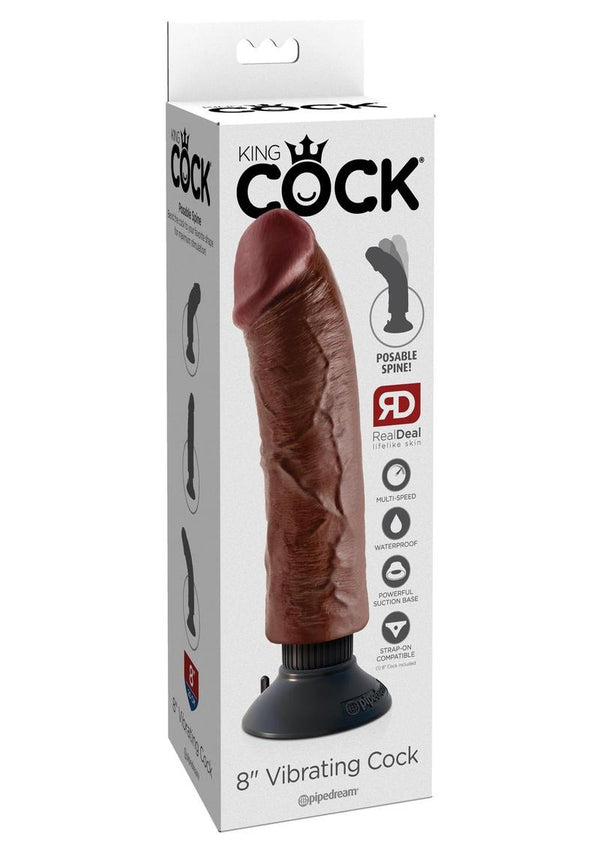 King Cock Vibrating Dildo 8in - Chocolate