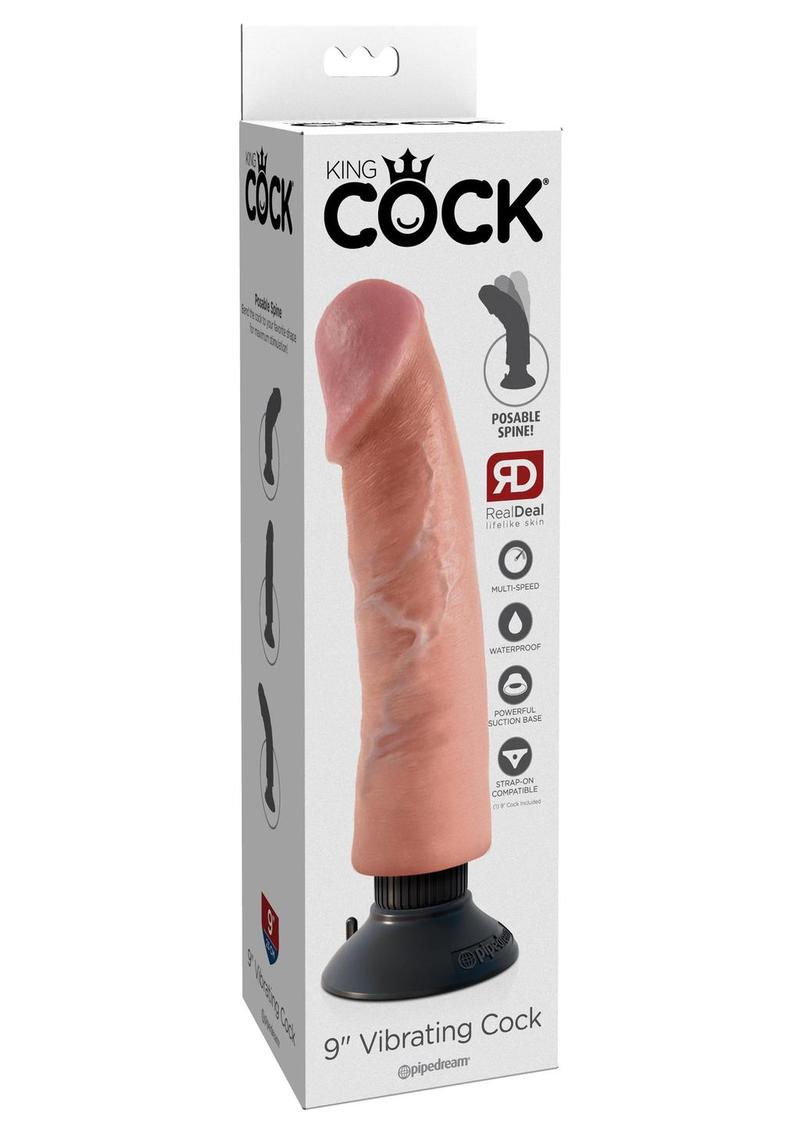 King Cock Vibrating Dildo 9in - Vanilla