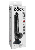 King Cock Vibrating Dildo with Balls 9in - Black