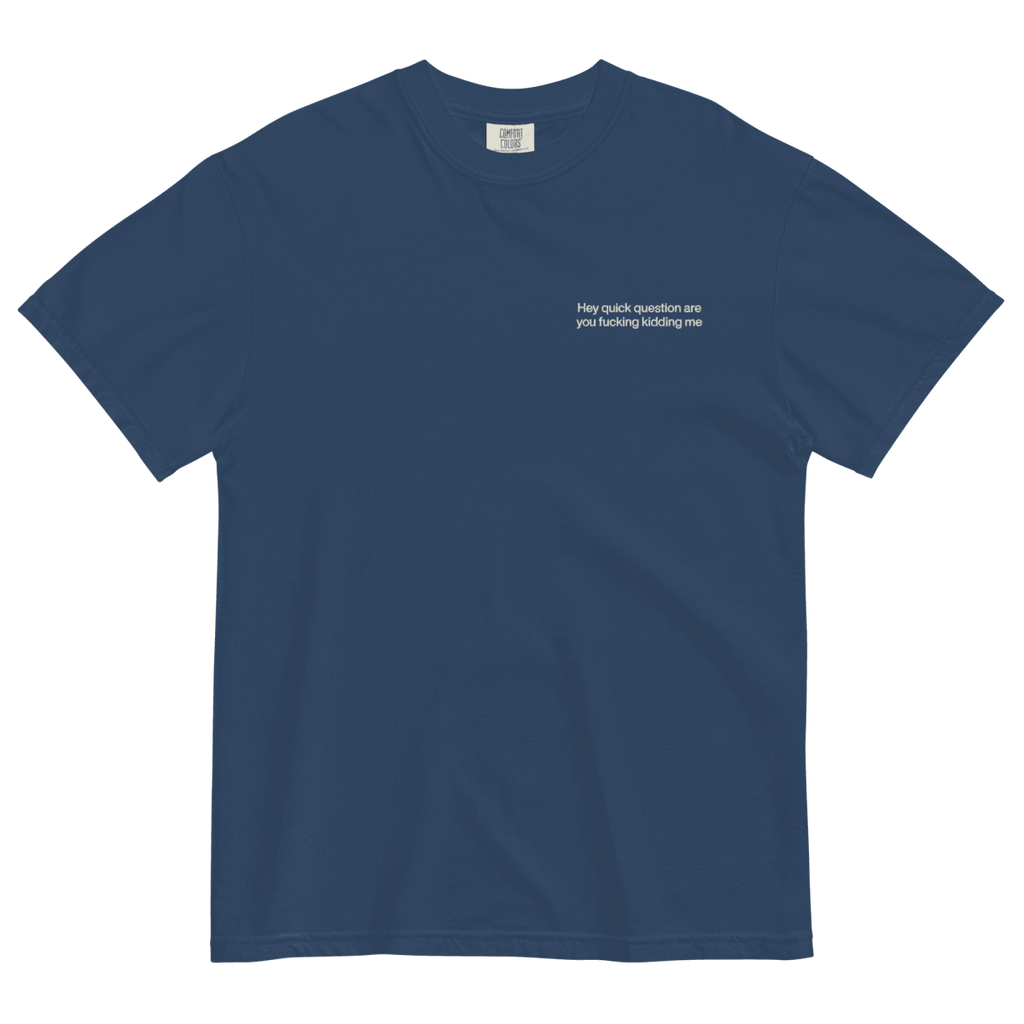 Hey Quick Question Are You Fucking Kidding Me Embroidered T-Shirt