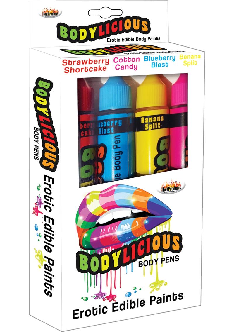 Bodylicious Body Pens Erotic Edible Body Paints Assorted Flavors and Colors 4 Each Per Pack