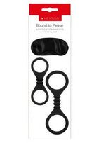 ME YOU US Bound to Please Blindfold, Silicone Wrist and Ankle Cuffs - Black