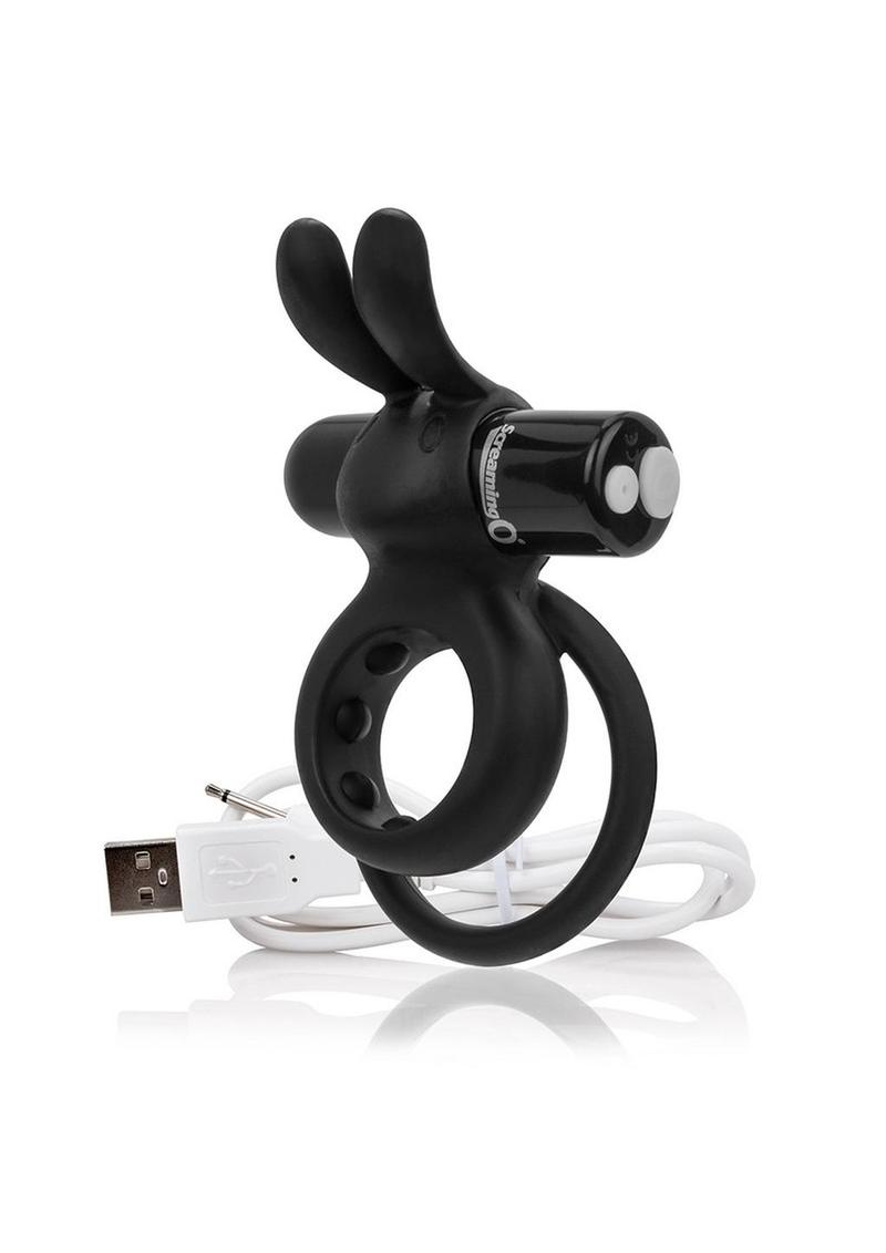 Charged Ohare Rechargeable Silicone Rabbit Cock Ring - Black