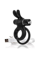 Charged Ohare Rechargeable Silicone Rabbit Cock Ring - Black