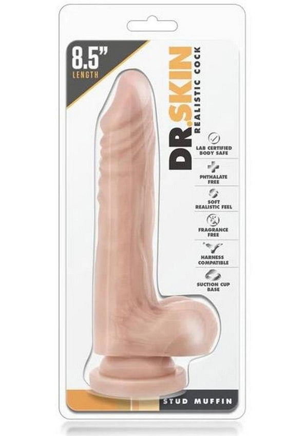 Dr. Skin Silver Collection Stud Muffin Dildo 8.5in - Vanilla