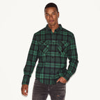 PLAYBOY Men's Green Flannel Long Sleeve Shirt