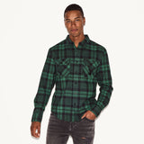 PLAYBOY Men's Green Flannel Long Sleeve Shirt