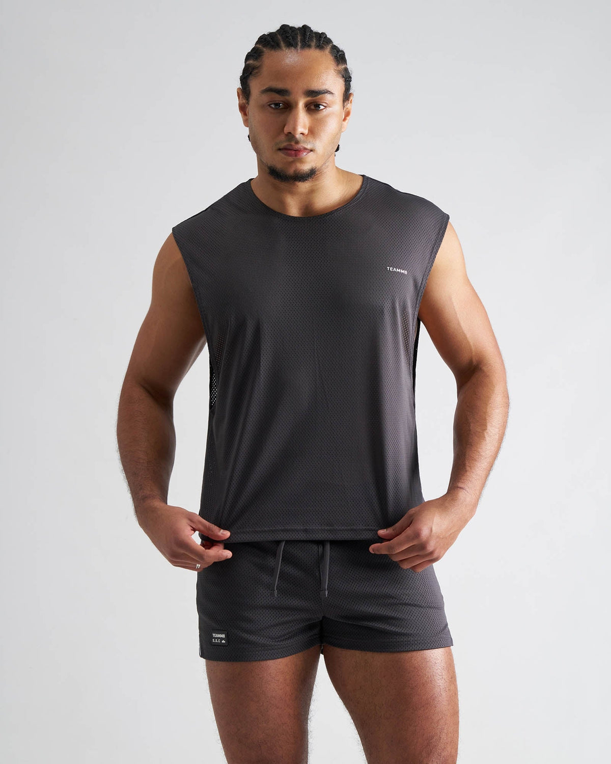 TEAMM8 S.S.C. Mesh Muscle Tank - Gunmetal