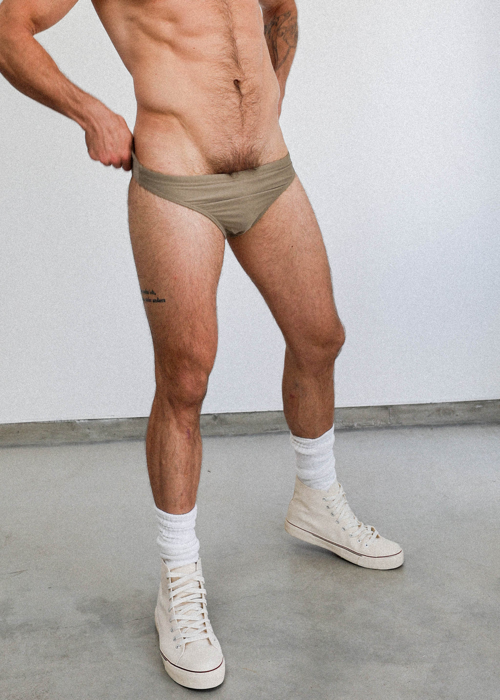 GYMNASIUM HIGH CUT SWIM BRIEF KHAKI