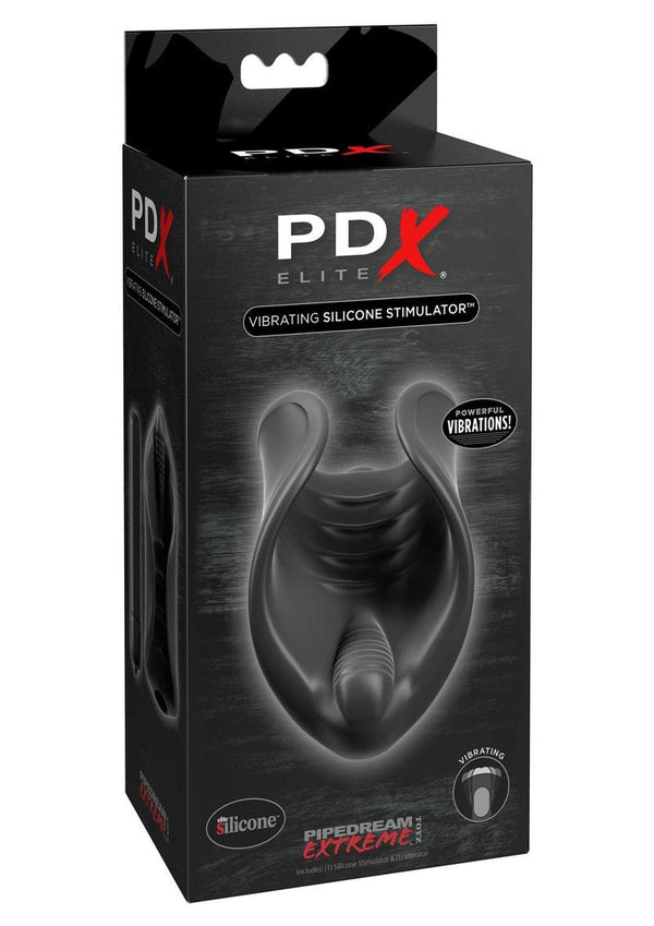 PDX Elite Vibrating Silicone Stimulator Masturbator with Bullet - Black