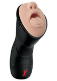 PDX Elite Rechargeable Deep Throat Vibrating Masturbator - Mouth - Vanilla/Black