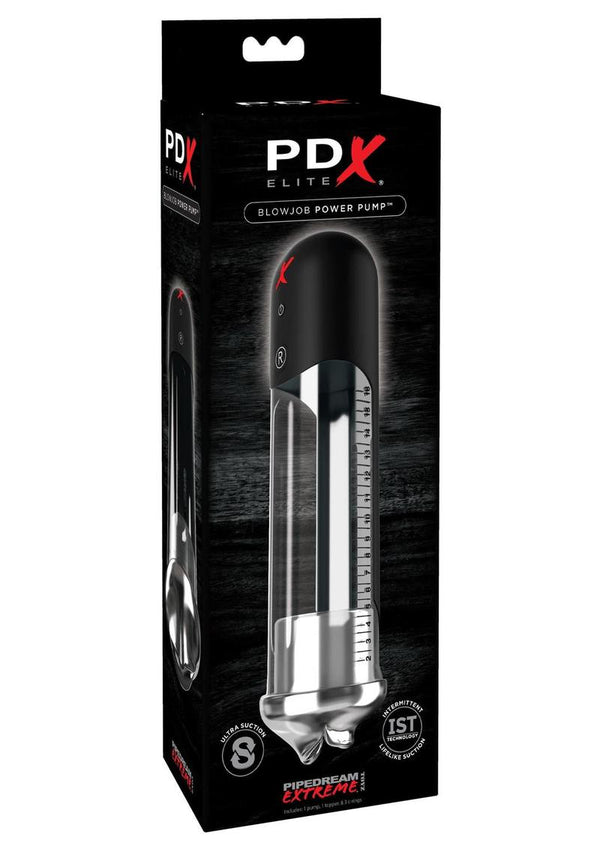 PDX Elite Blowjob Power Pump Masturbator - Mouth - Clear/Black