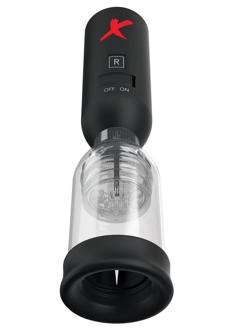PDX Elite Silicone Tip Teazer Power Pump Masturbator - Clear/Black