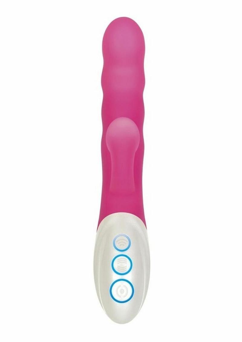 Instant-O Rechargeable Silicone G-Spot Vibrator with Clitoral Suction - Pink