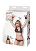 Lux Fetish Sexy Suction Shower Cuffs Adjustable (2 piece set) - Black