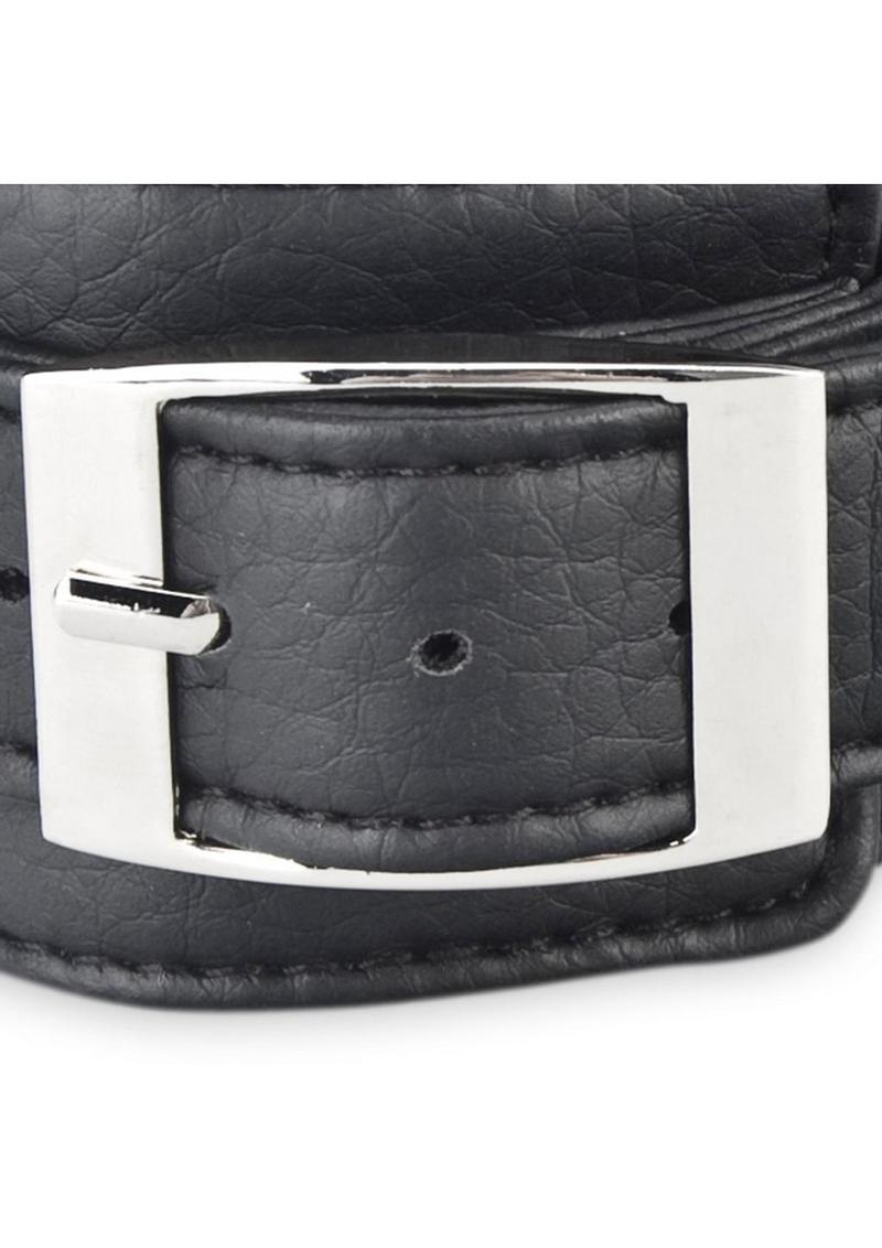Lux Fetish Unisex Leatherette Cuffs Adjustable - Black