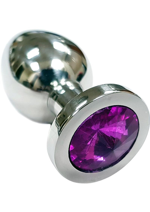 Rouge Smooth Stainless Steel Anal Plug - Small - Dark Pink Jewel