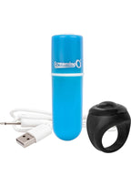 Vooom Silicone USB Rechargeable Bullet with Remote Control - Blue