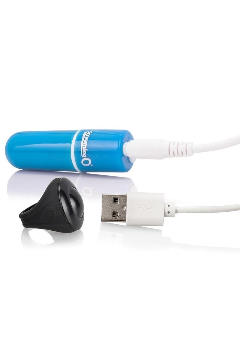 Vooom Silicone USB Rechargeable Bullet with Remote Control - Blue