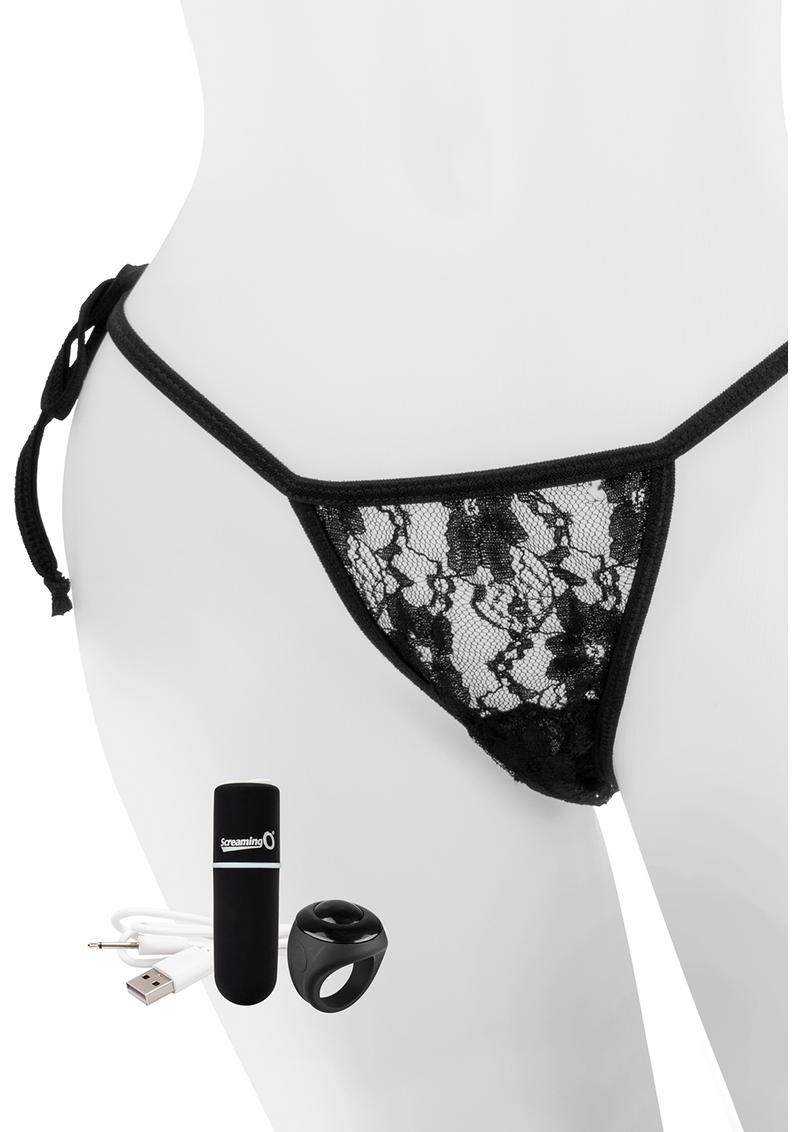 My Secret Rechargeable Panty Vibe Set with Remote Control Ring - Black