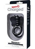 Charged Monarch USB Rechargeable Butterfly Vibe Silicone Cock Ring - Black