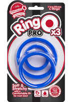 RingO Pro x3 Silicone Cock Rings Set Waterproof - Blue