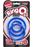 RingO Pro x3 Silicone Cock Rings Set Waterproof - Blue