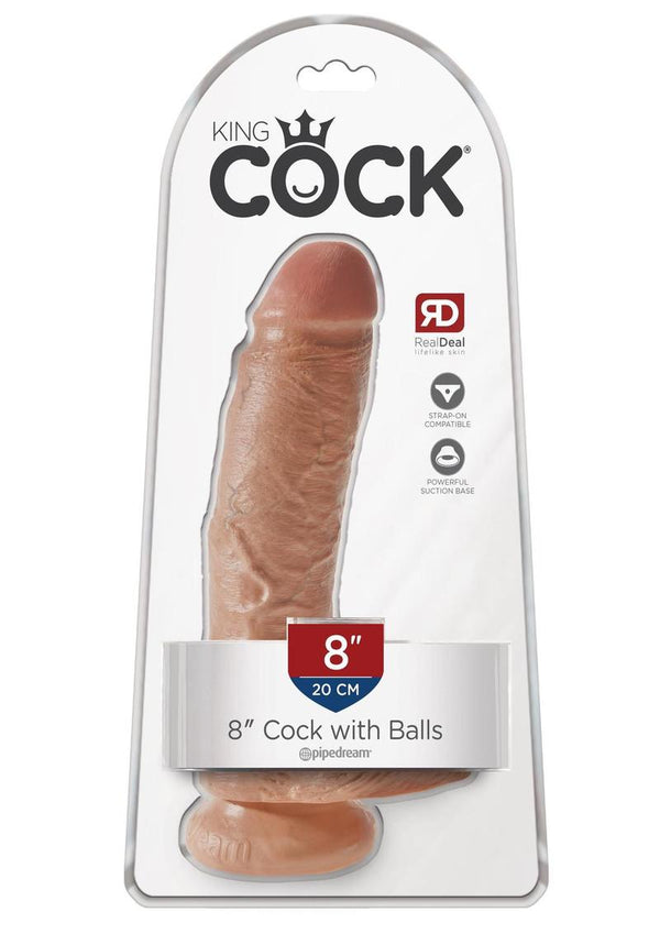 King Cock Dildo with Balls 8in - Caramel