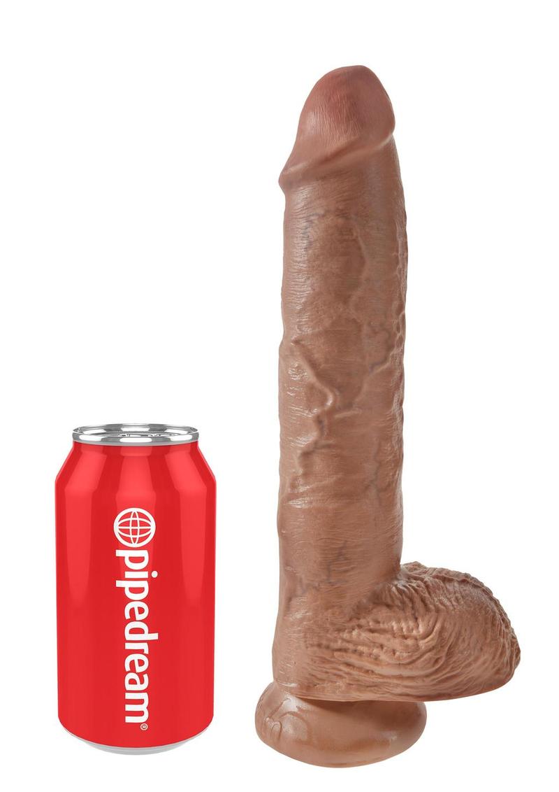 King Cock Dildo with Balls 10in - Caramel