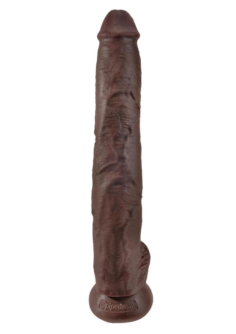 King Cock Dildo with Balls 14in - Chocolate