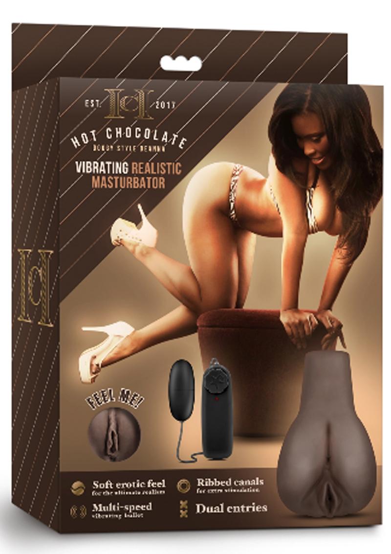 Hot Chocolate Doggy Style Deanna Vibrating Masturbator with Wired Remote Control - Pussy - Butt - Chocolate