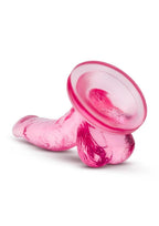 Naturally Yours Mini Dildo with Balls 4.75in - Pink
