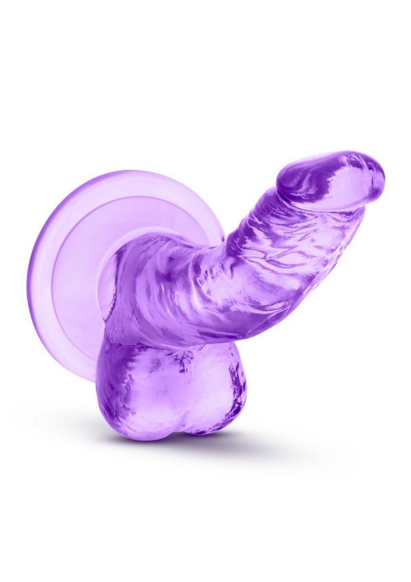 Naturally Yours Mini Dildo with Balls 4.75in - Purple