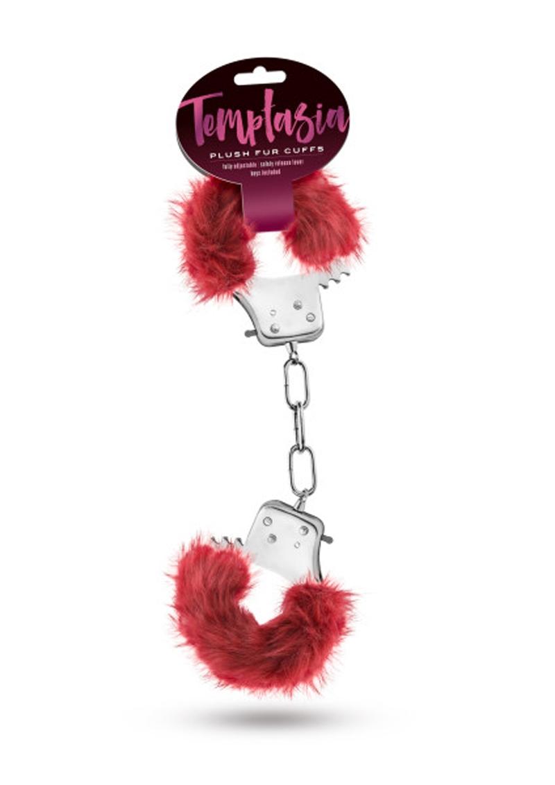 Temptasia Plush Fur Cuffs - Burgundy