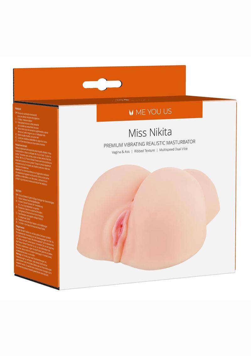 ME YOU US Miss Nikita Vibrating Realistic Masturbator with Bullet and Wired Remote Control - Pussy and Butt - Vanilla
