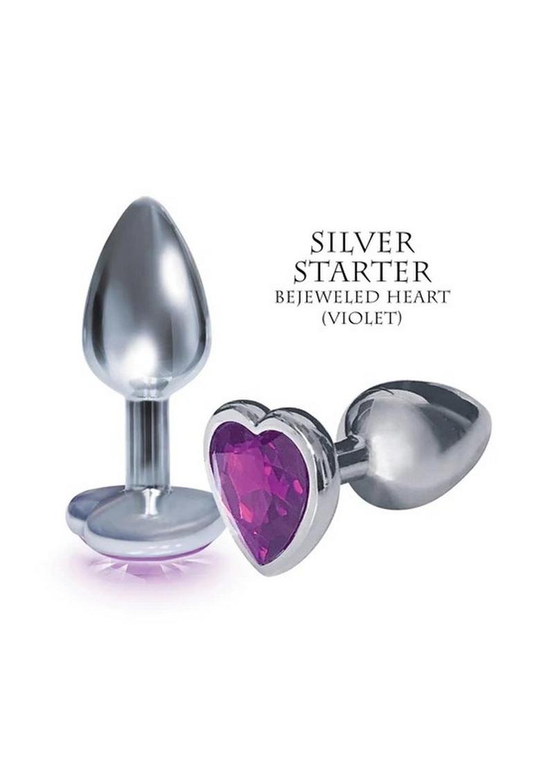 The 9's - The Silver Starter Bejeweled Heart Stainless Steel Plug - Violet