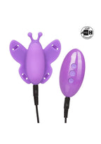 Venus Butterfly Silicone USB Rechargeable Strap-On with Remote Control - Purple