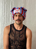 LOVERBOY BY CHARLES JEFFREY CHUNKY EARS BEANIE RED + BLUE STRIPE